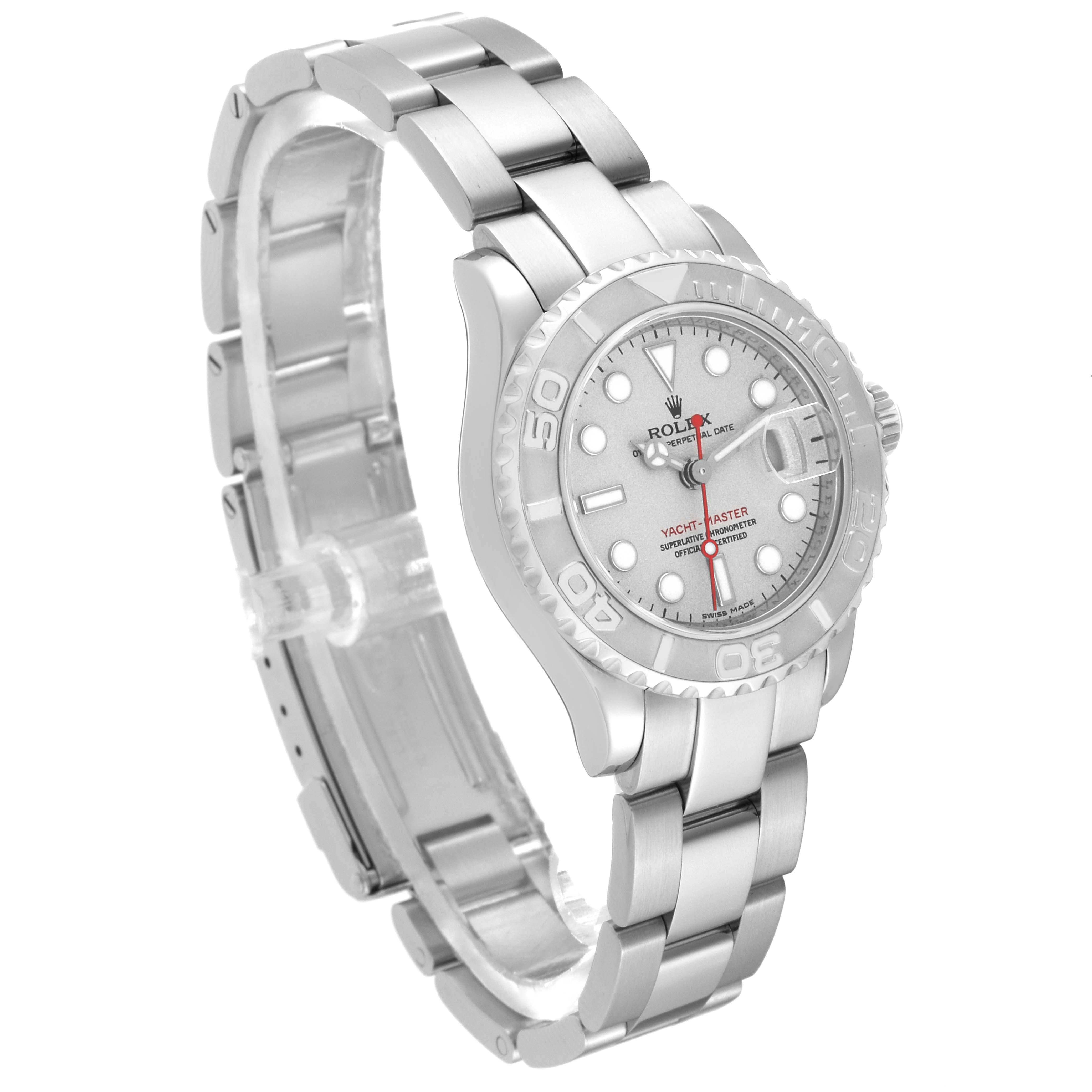 Rolex Yachtmaster 29 Steel Platinum Dial Bezel Ladies Watch 169622 For Sale 1