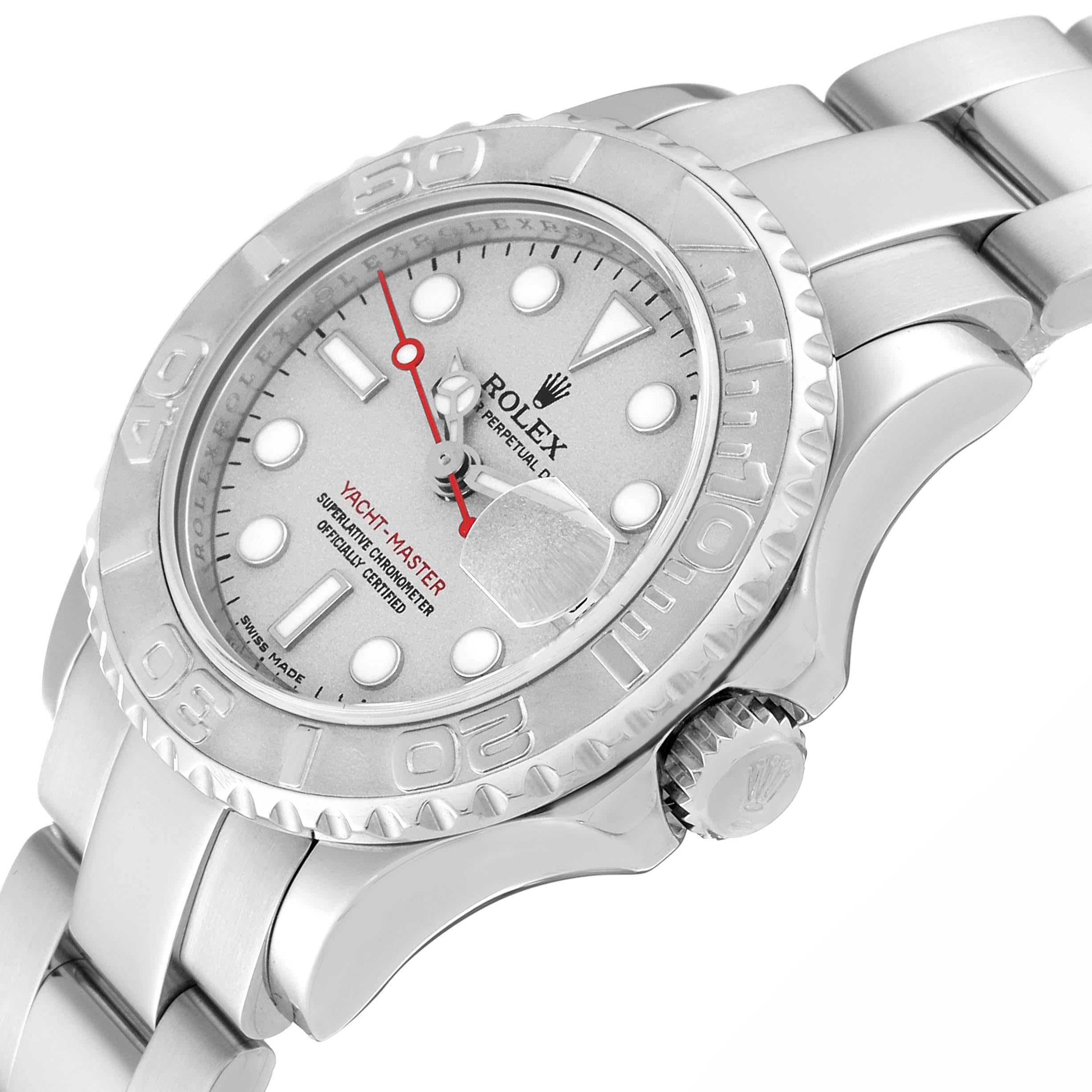 Rolex Yachtmaster 29 Steel Platinum Dial Bezel Ladies Watch 169622 For Sale 2