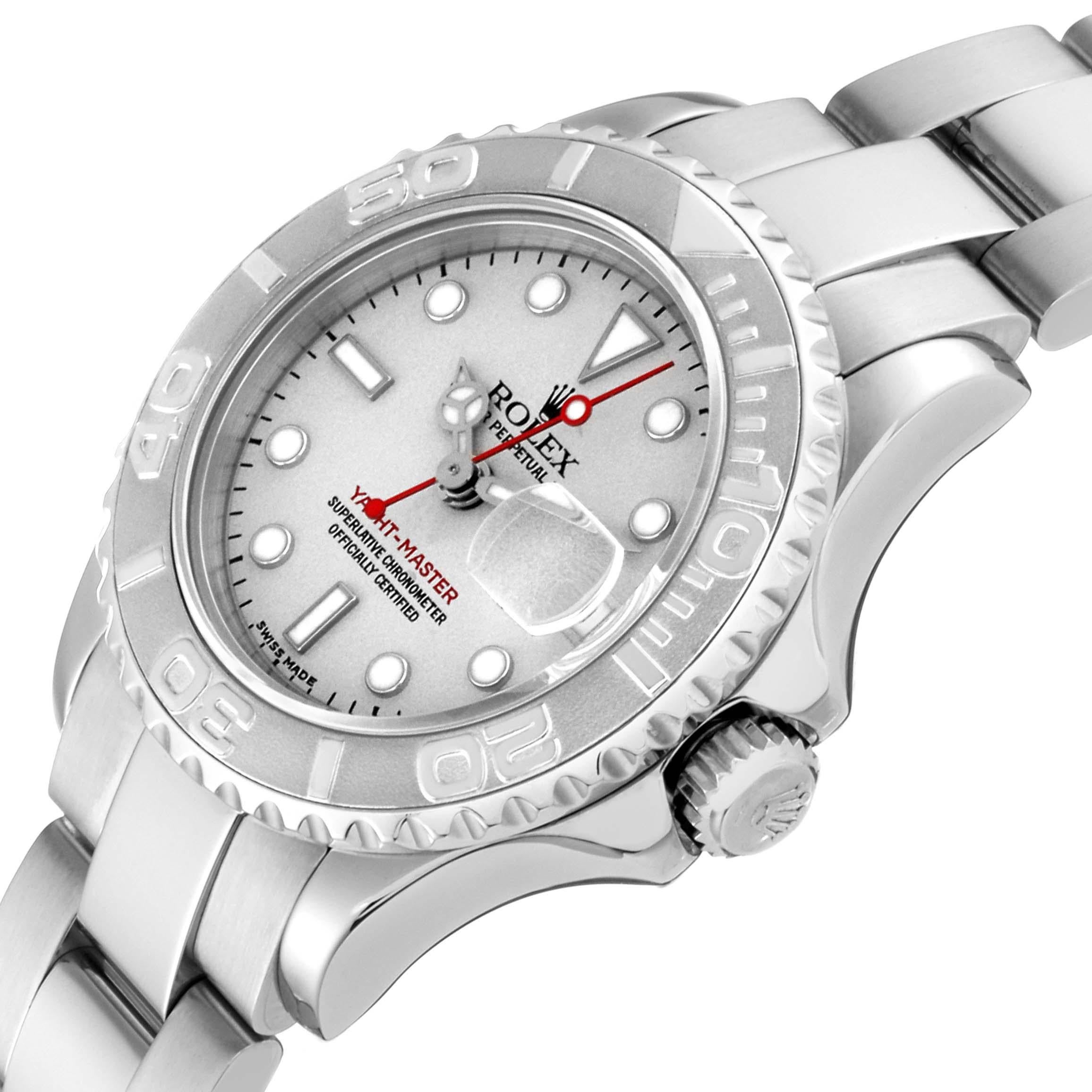 Rolex Yachtmaster 29 Steel Platinum Dial Bezel Ladies Watch 169622 4