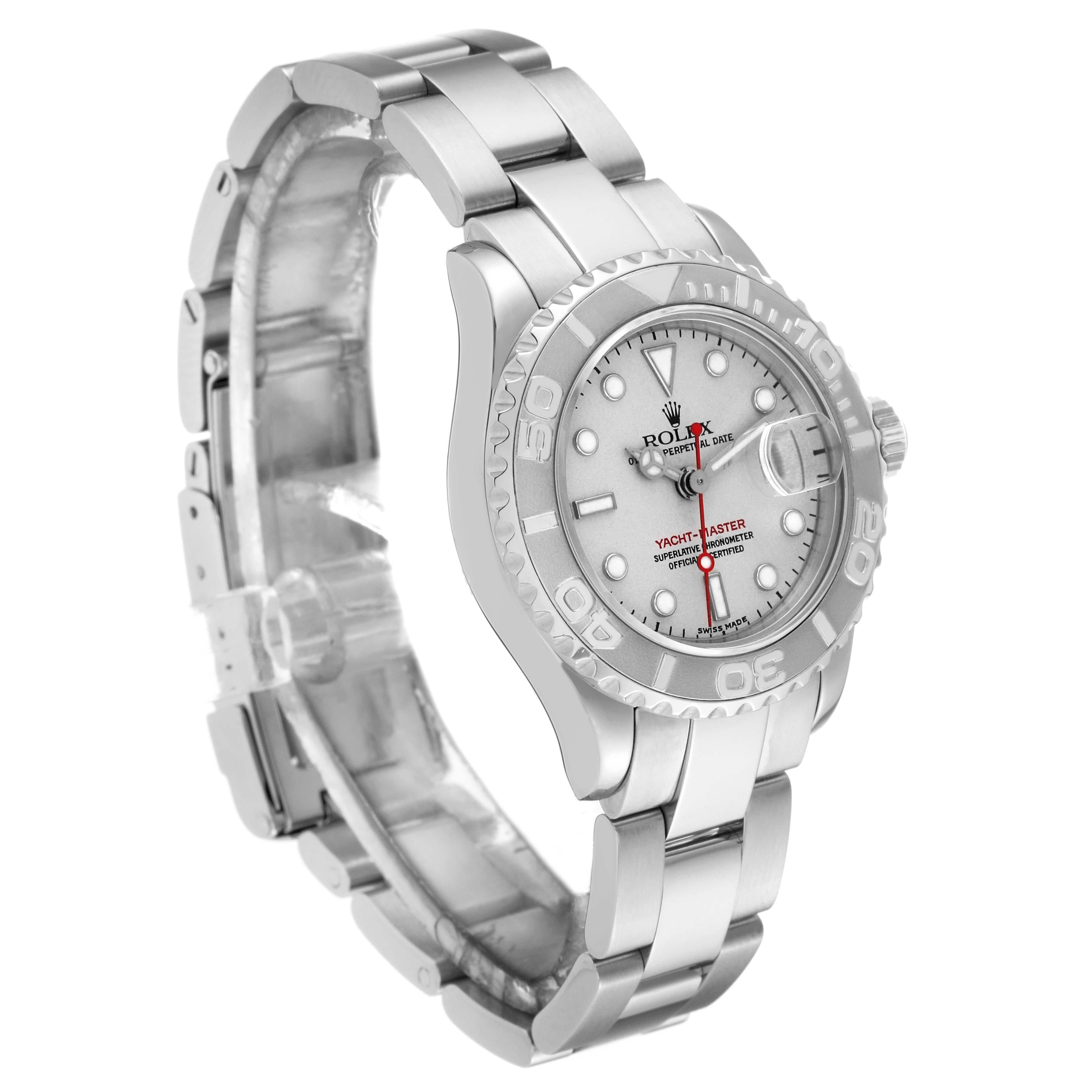 Rolex Yachtmaster 29 Steel Platinum Dial Bezel Ladies Watch 169622 5