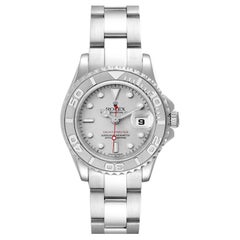 Used Rolex Yachtmaster 29 Steel Platinum Dial Bezel Ladies Watch 169622