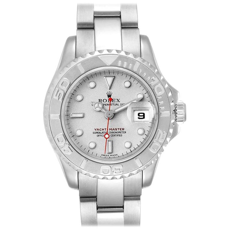 Rolex Yachtmaster 29 Steel Platinum Ladies Watch 169622 For Sale at 1stDibs