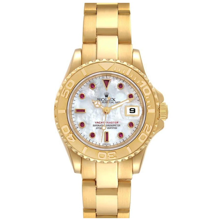 Rolex Yachtmaster 29 Gelbgold MOP Rubin Zifferblatt Damenuhr 169628