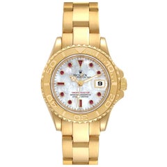 Rolex Yachtmaster 29 Gelbgold MOP Rubin Zifferblatt Damenuhr 169628