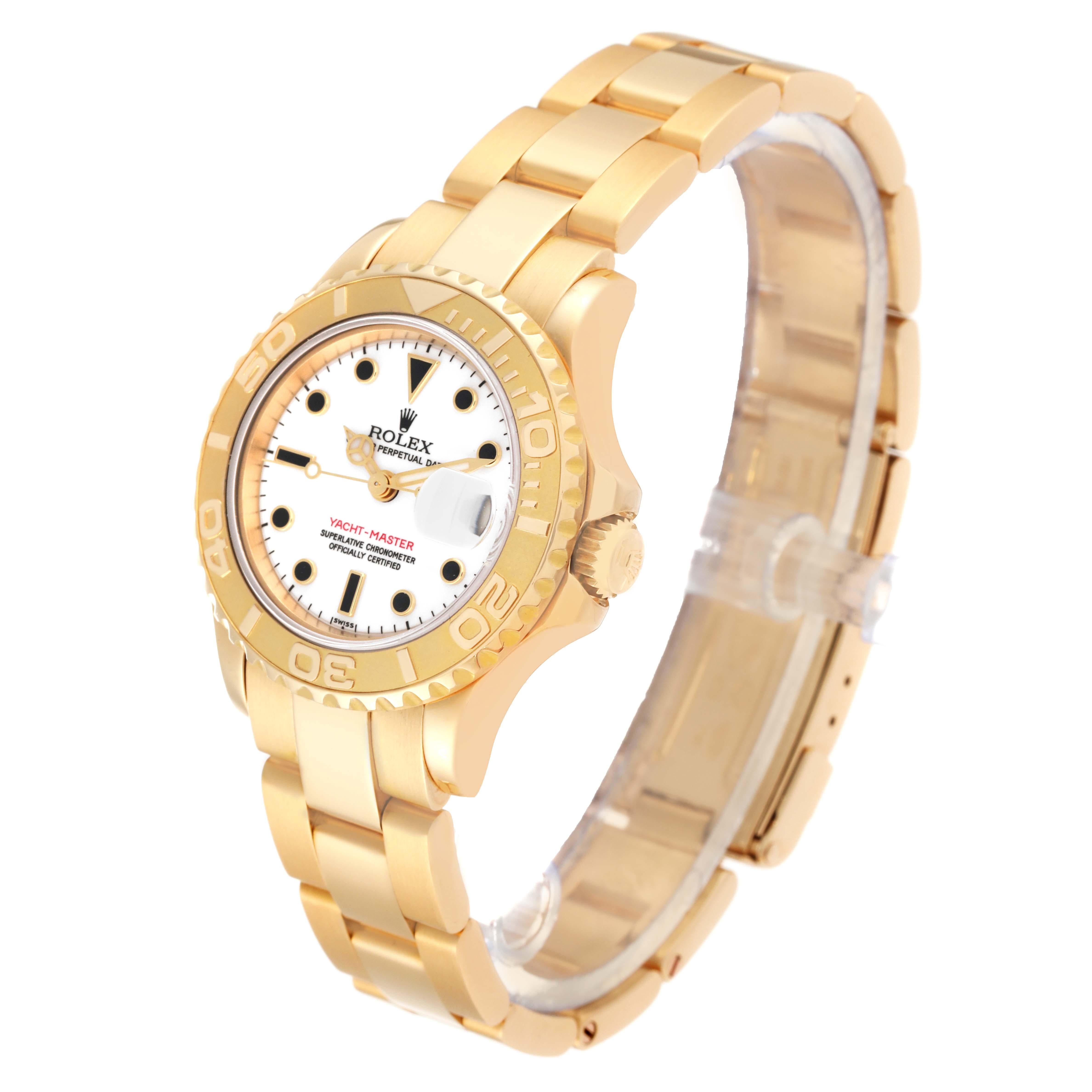 Women's Rolex Yachtmaster 29 Yellow Gold White Dial Ladies Watch 69628