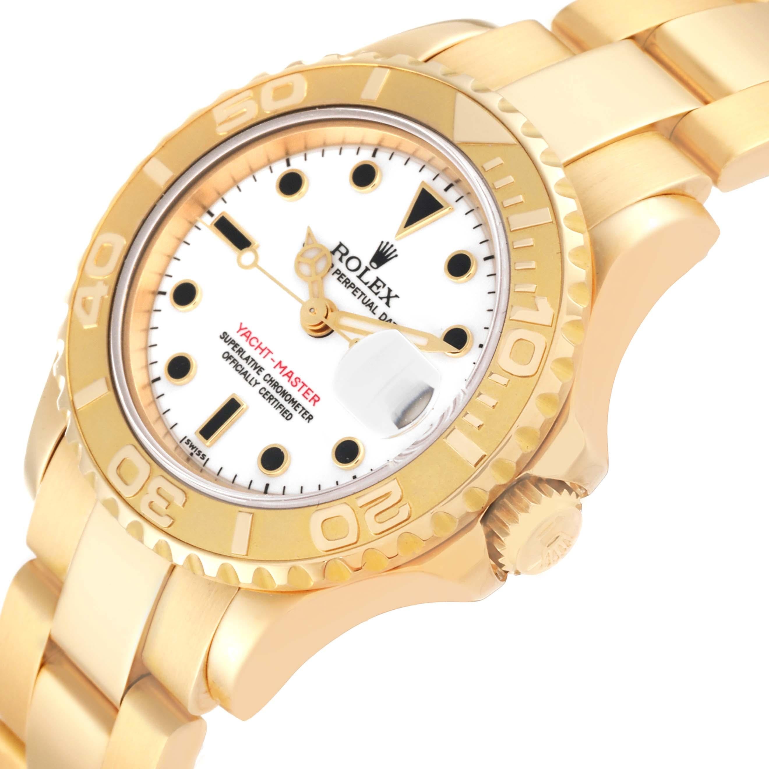 Rolex Yachtmaster 29 Yellow Gold White Dial Ladies Watch 69628 1