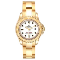 Vintage Rolex Yachtmaster 29 Yellow Gold White Dial Ladies Watch 69628