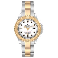 Vintage Rolex Yachtmaster White Dial Steel Yellow Gold Ladies Watch 69623