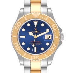 Vintage Rolex Yachtmaster Midsize Blue Dial Steel Yellow Gold Mens Watch 68623