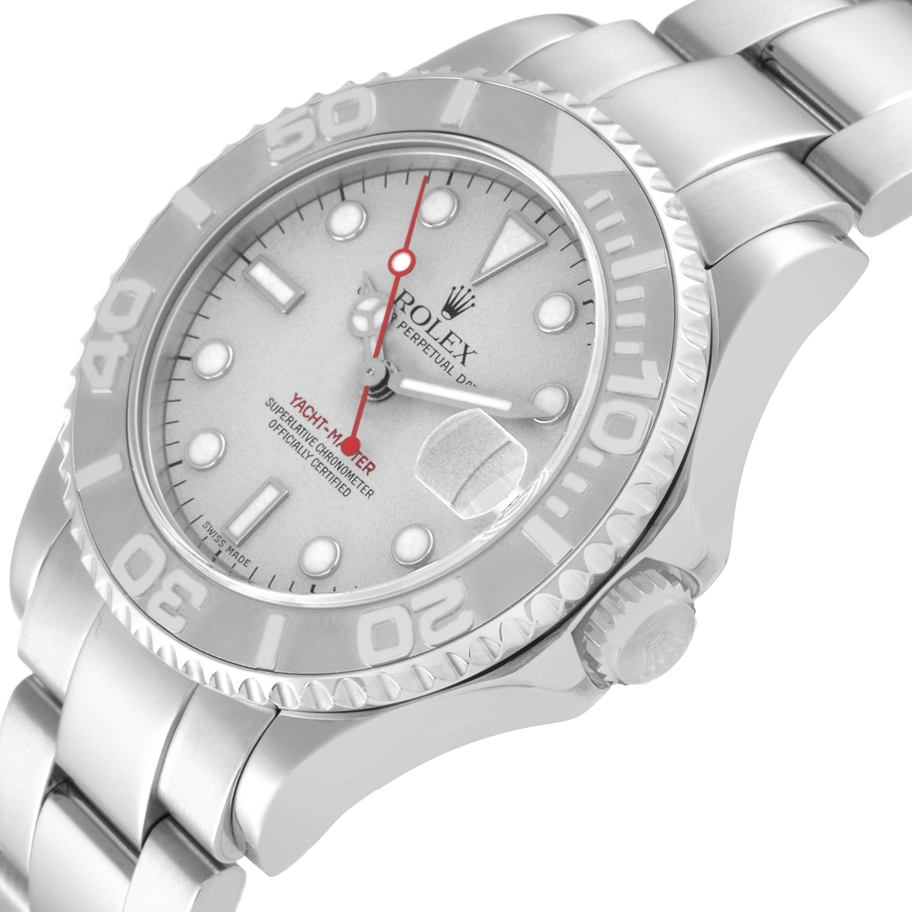 Rolex Yachtmaster 35 Midsize Steel Platinum Mens Watch 168622 1