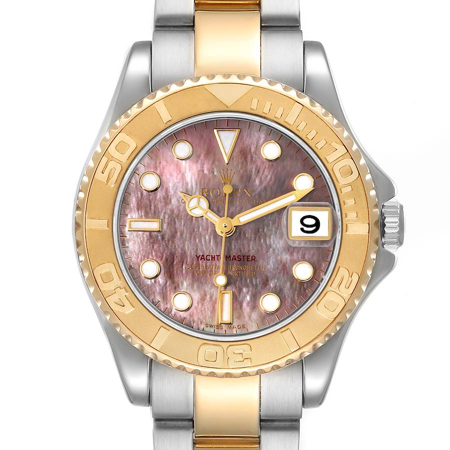 Rolex Yachtmaster Steel Yellow Gold MOP Dial Watch 168623 Box Papers For Sale