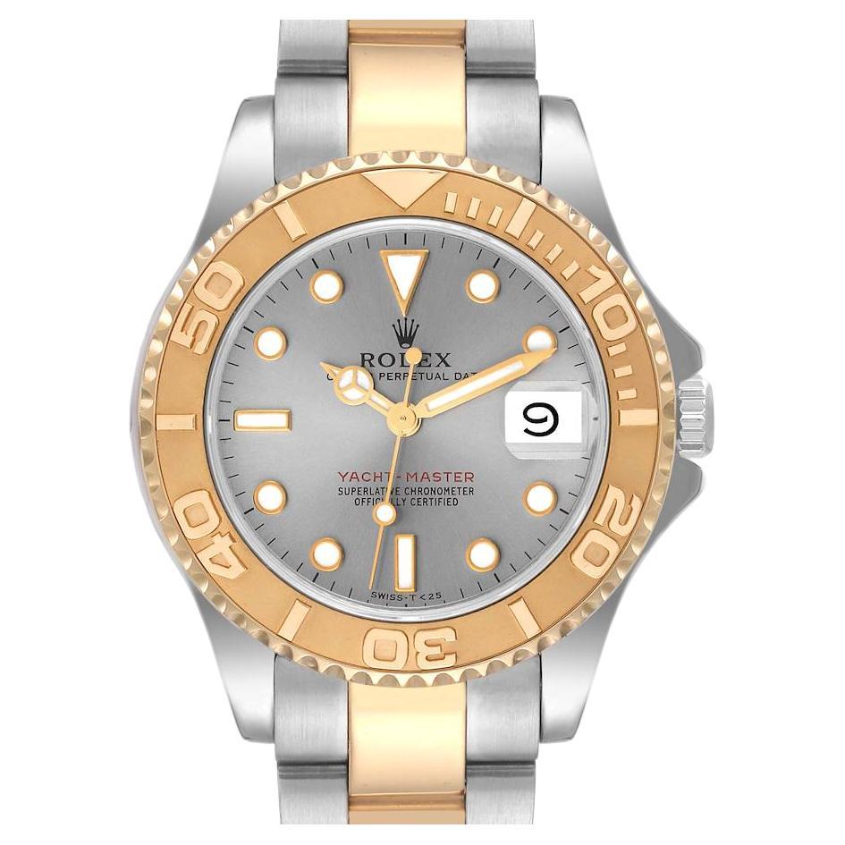 Rolex Yachtmaster Midsize Steel Yellow Gold Slate Dial Mens Watch 68623