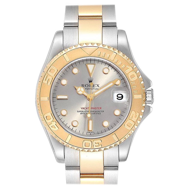 Rolex Yachtmaster 35 Midsize Steel Yellow Gold Slate Dial Watch 168623 ...