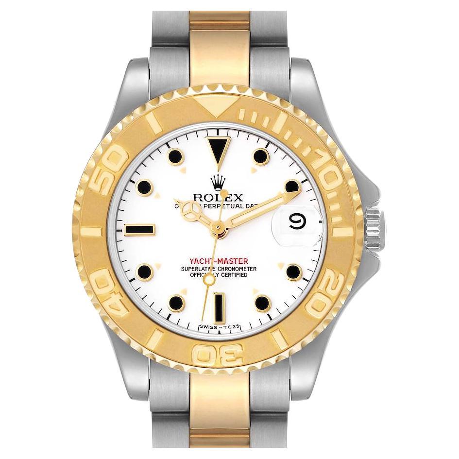 Rolex Yachtmaster 35 Midsize Steel Yellow Gold White Dial Mens Watch 68623