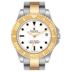 Rolex Yachtmaster 35 Midsize Steel Yellow Gold White Dial Mens Watch 68623