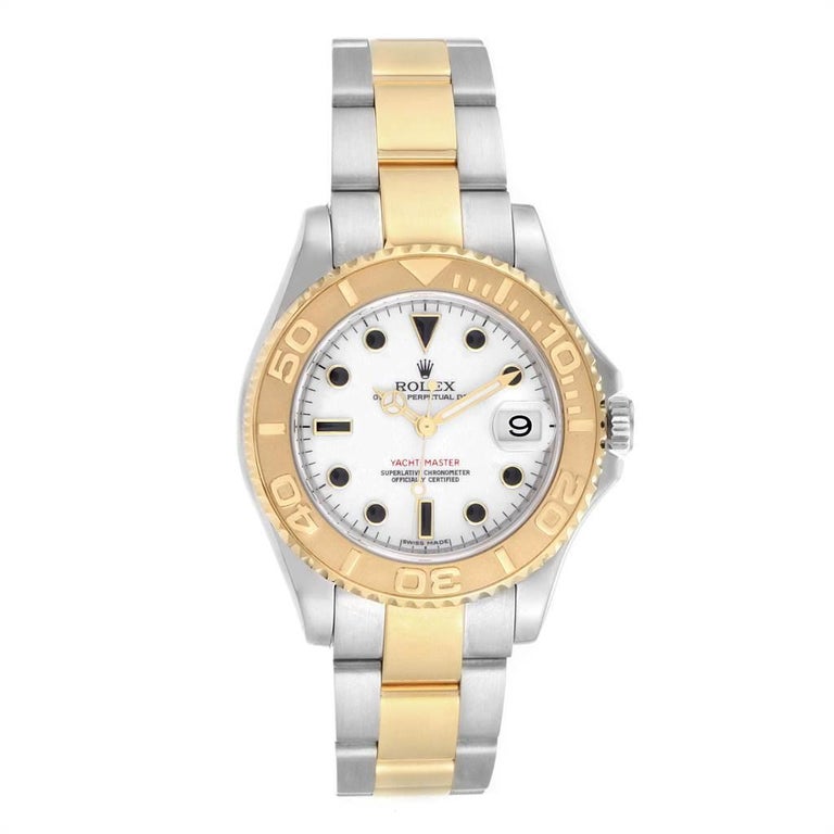 Rolex Yachtmaster 35 Midsize Steel Yellow Gold White Dial Watch 168623 ...