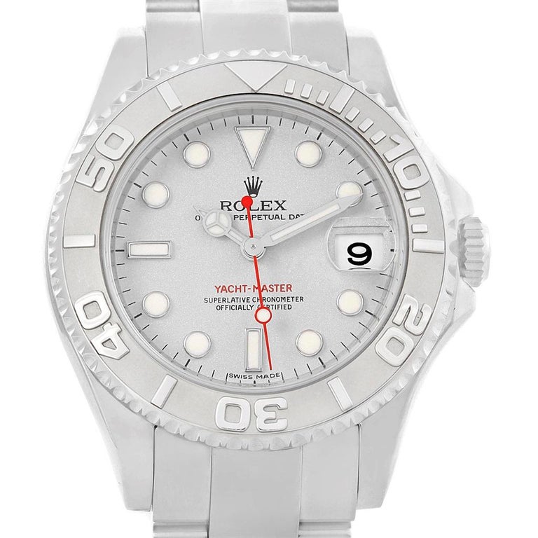 Rolex Yachtmaster Midsize Steel Platinum Men's Watch 168622 For Sale at ...