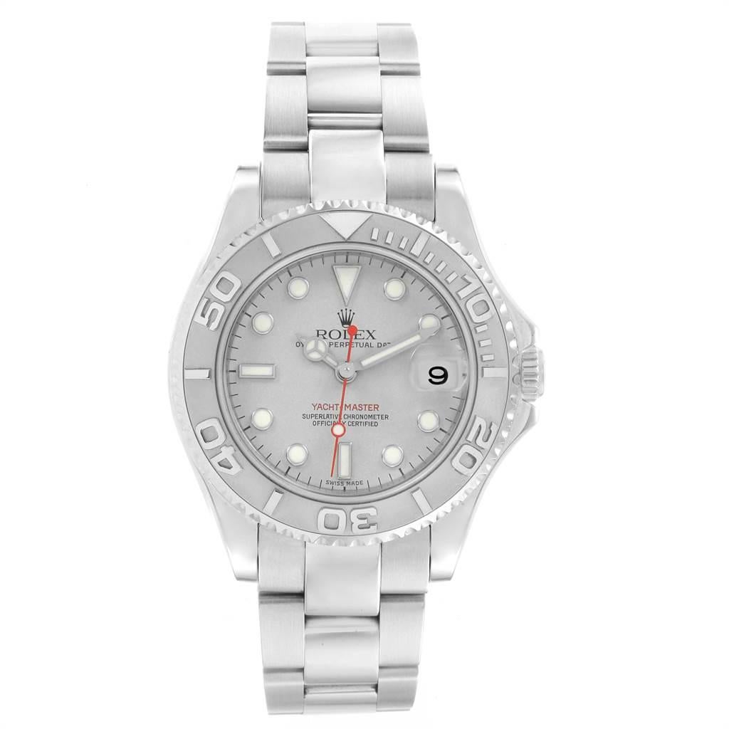 Rolex Yachtmaster Midsize Steel Platinum Men's Watch 168622 In Good Condition In Atlanta, GA