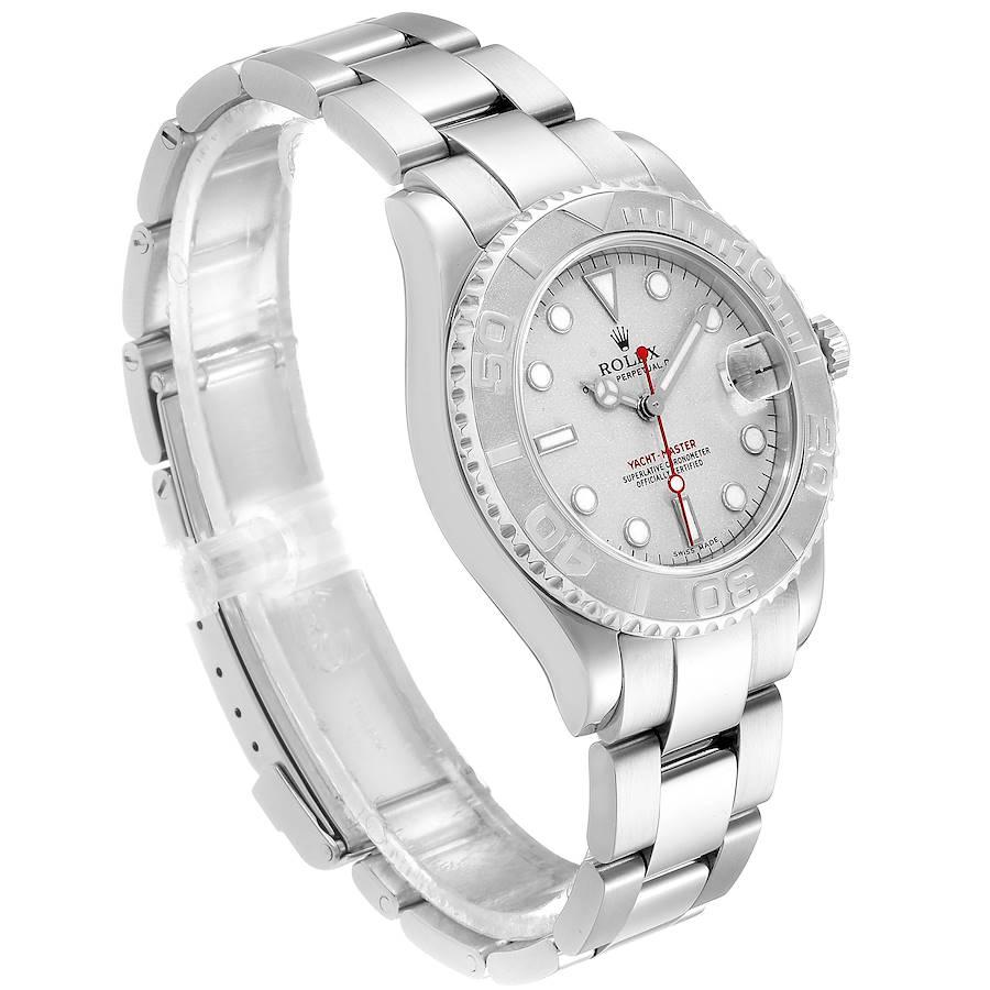 Rolex Yachtmaster Midsize Steel Platinum Men's Watch 168622 In Excellent Condition For Sale In Atlanta, GA
