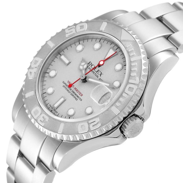 Rolex Yachtmaster Midsize Steel Platinum Mens Watch 168622 For Sale at