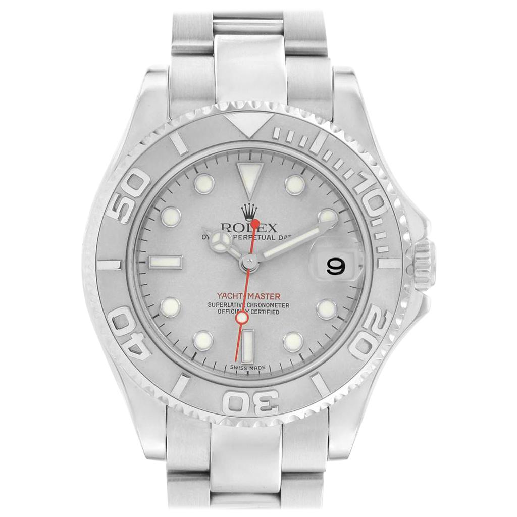 Rolex Yachtmaster Midsize Steel Platinum Men's Watch 168622