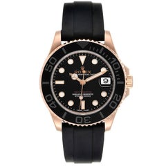 Rolex Yachtmaster 37 18K Everose Gold Rubber Strap Watch 268655 Box Card