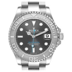 Used Rolex Yachtmaster 37 Midsize Steel Platinum Mens Watch 268622 Unworn