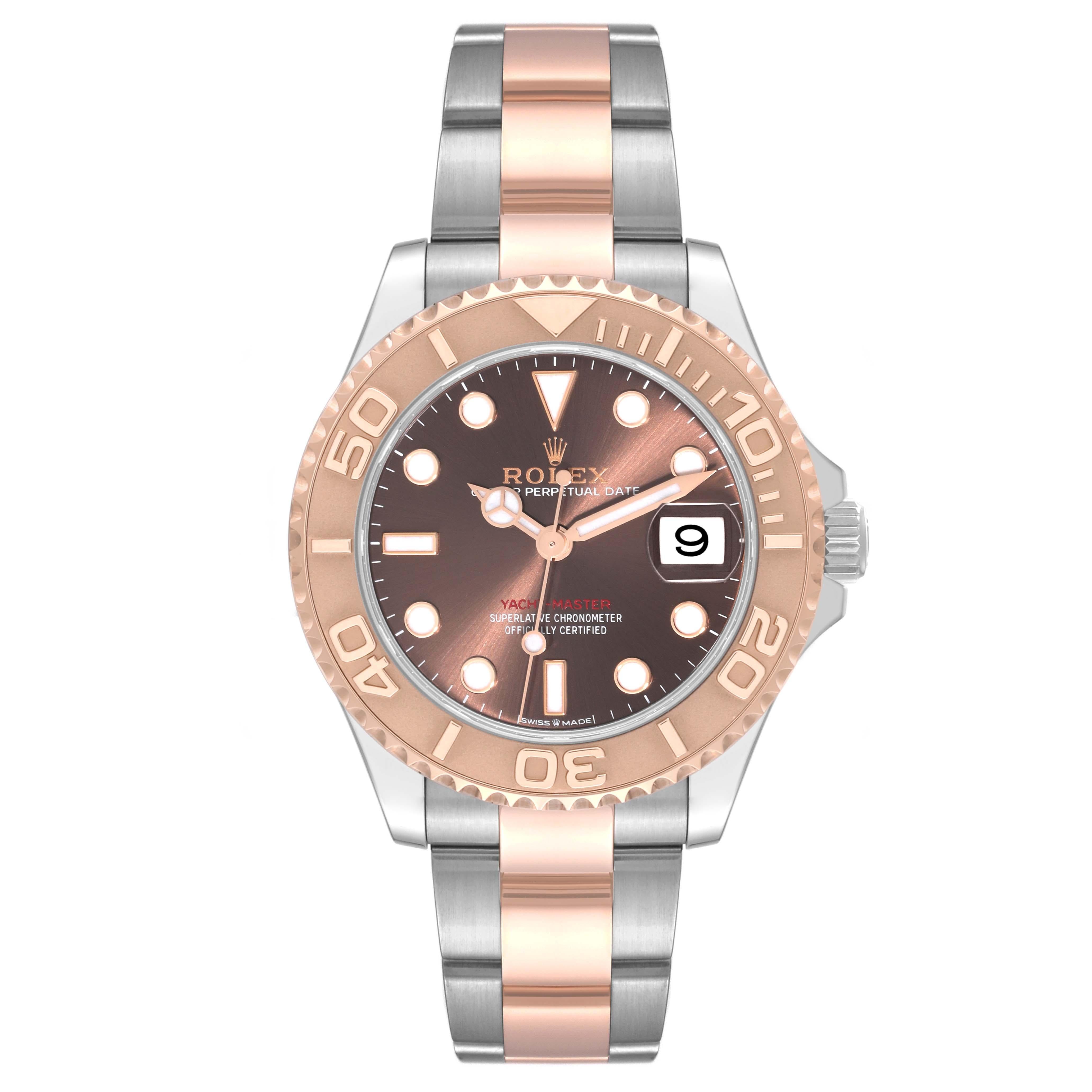 Men's Rolex Yachtmaster 37 Midsize Steel Rose Gold Mens Watch 268621 Box Card For Sale