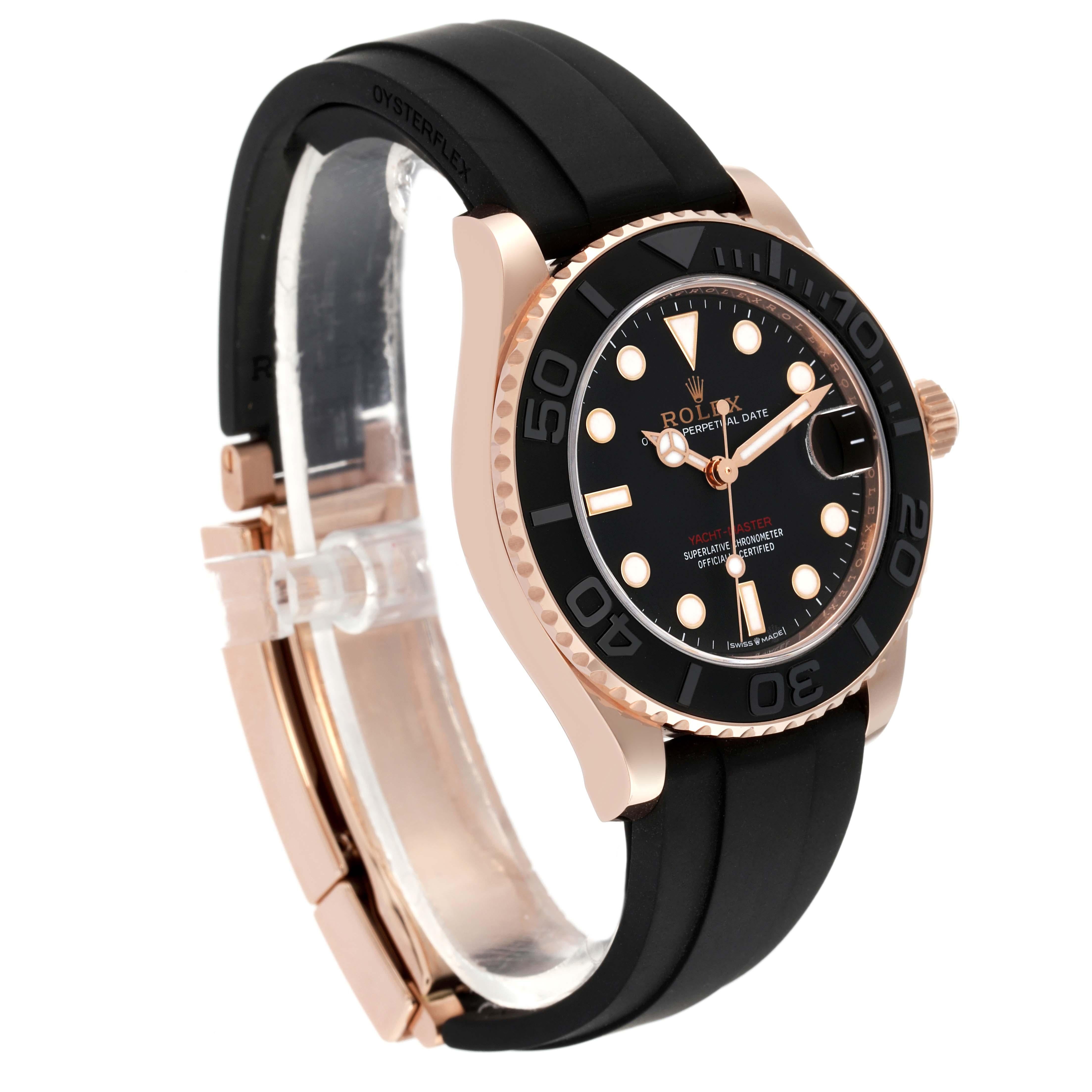 Rolex Yachtmaster 37 Rose Gold Rubber Strap Mens Watch 268655 Unworn For Sale 1