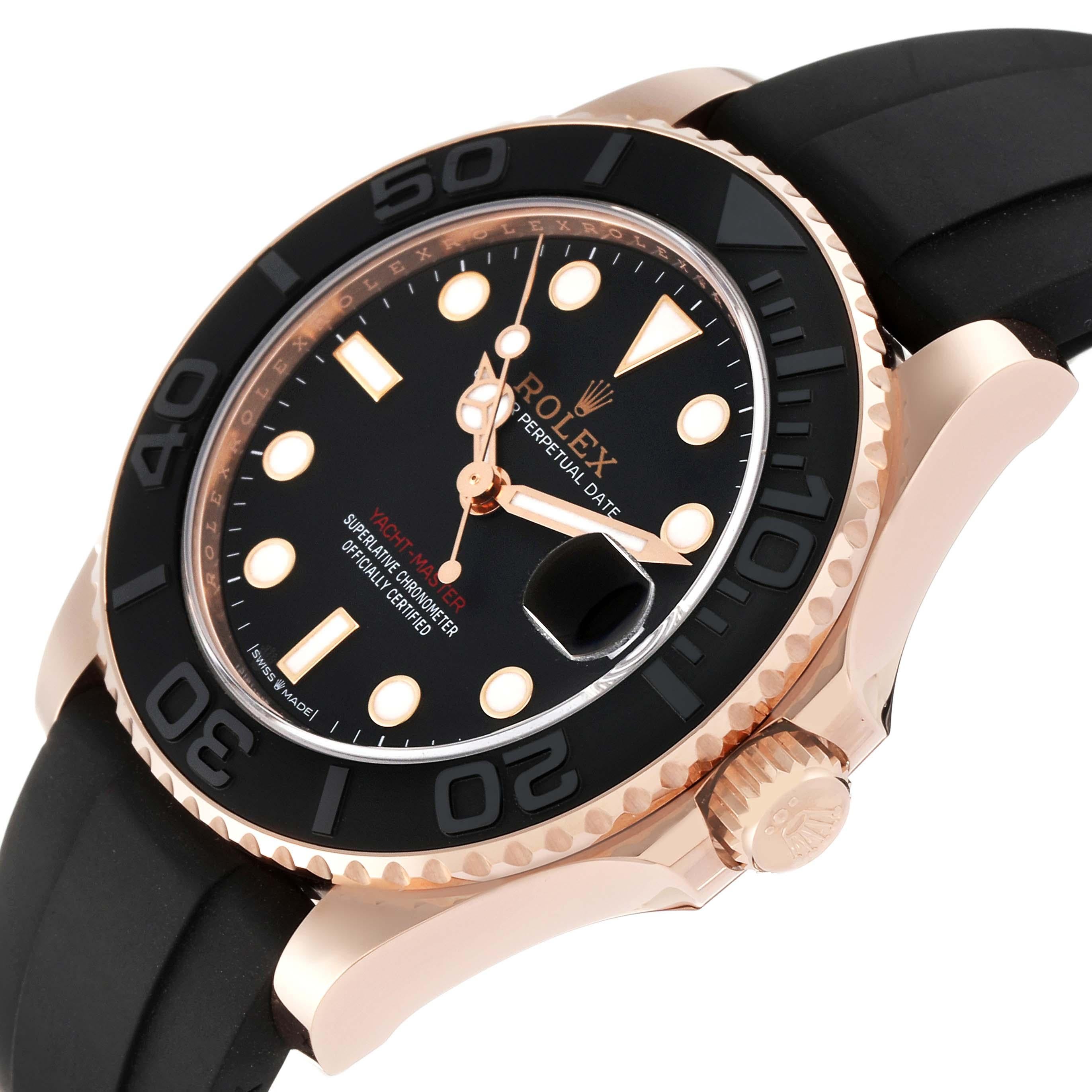 Rolex Yachtmaster 37 Rose Gold Rubber Strap Mens Watch 268655 Unworn For Sale 2