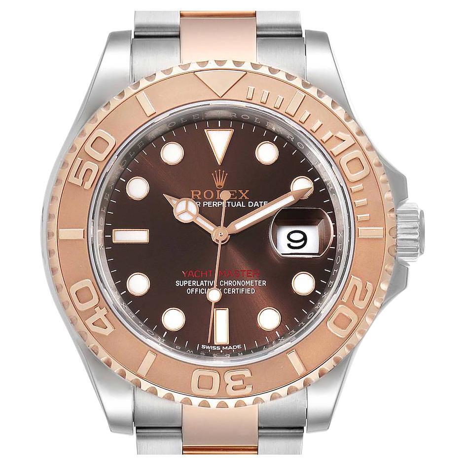 Rolex Yachtmaster 40 Everose Gold Steel Brown Dial Watch 116621 Box Card For Sale