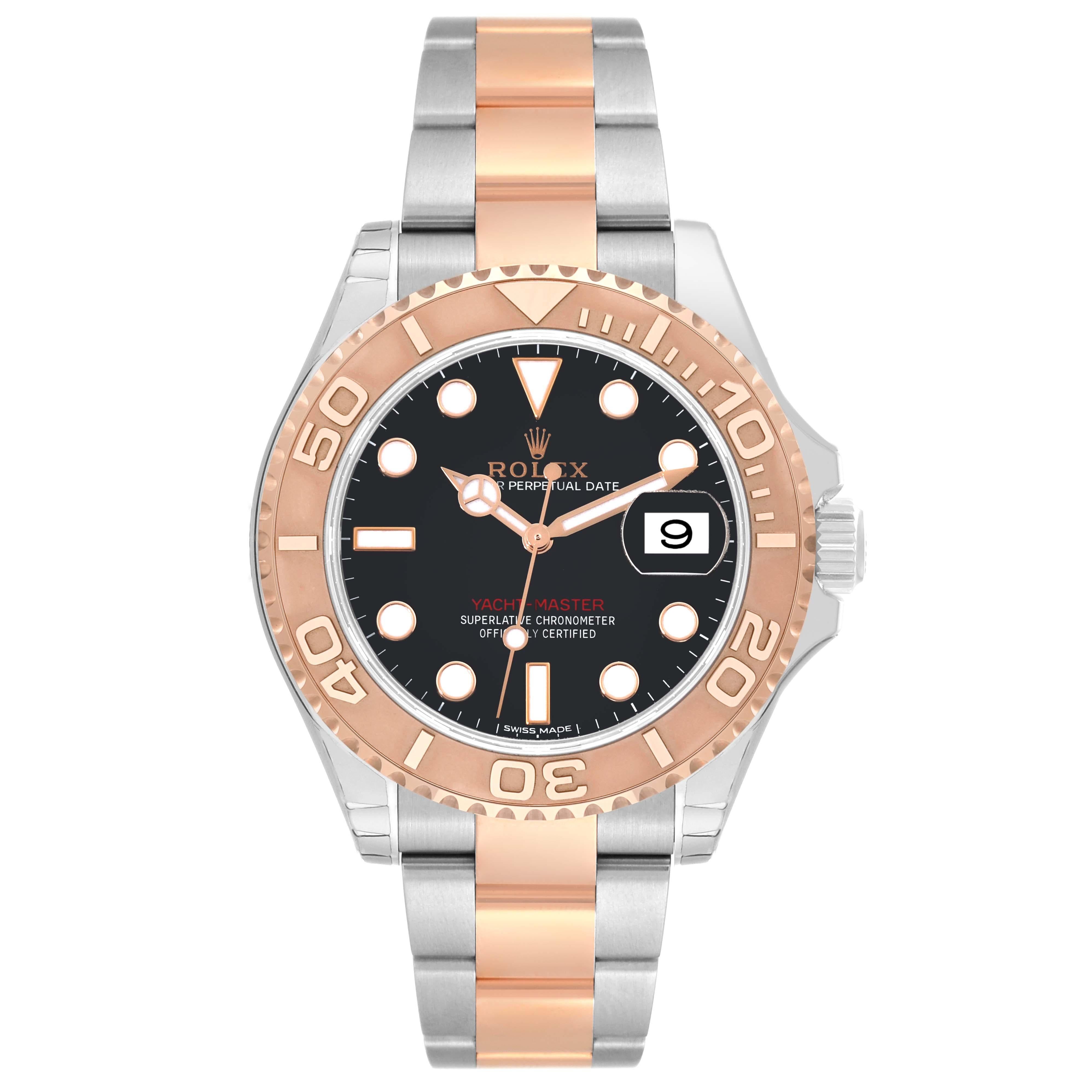 Rolex Yachtmaster 40 Rose Gold Steel Black Dial Mens Watch 116621 Unworn en vente 1