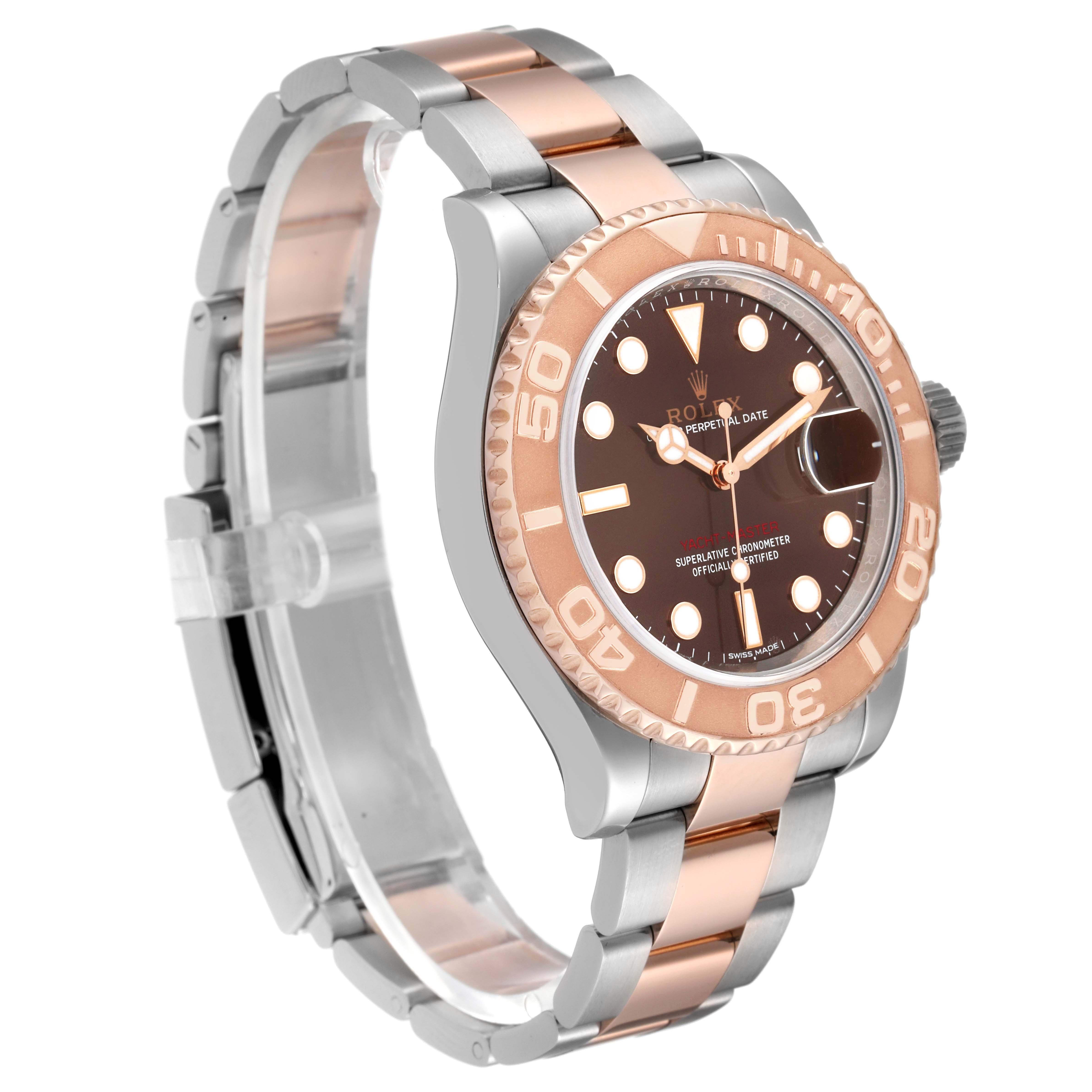 Rolex Yachtmaster 40 Rose Gold Steel Brown Dial Mens Watch 116621 Box Card In Excellent Condition In Atlanta, GA