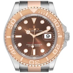 Rolex Yachtmaster 40 Rose Gold Steel Brown Dial Mens Watch 116621 Box Card