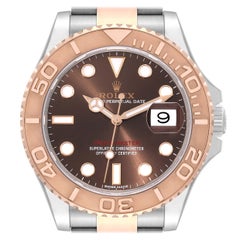 Rolex Yachtmaster 40 Rose Gold Steel Brown Dial Mens Watch 116621 Box Card