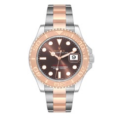 Rolex Yachtmaster 40 Rose Gold Steel Brown Dial Mens Watch 116621