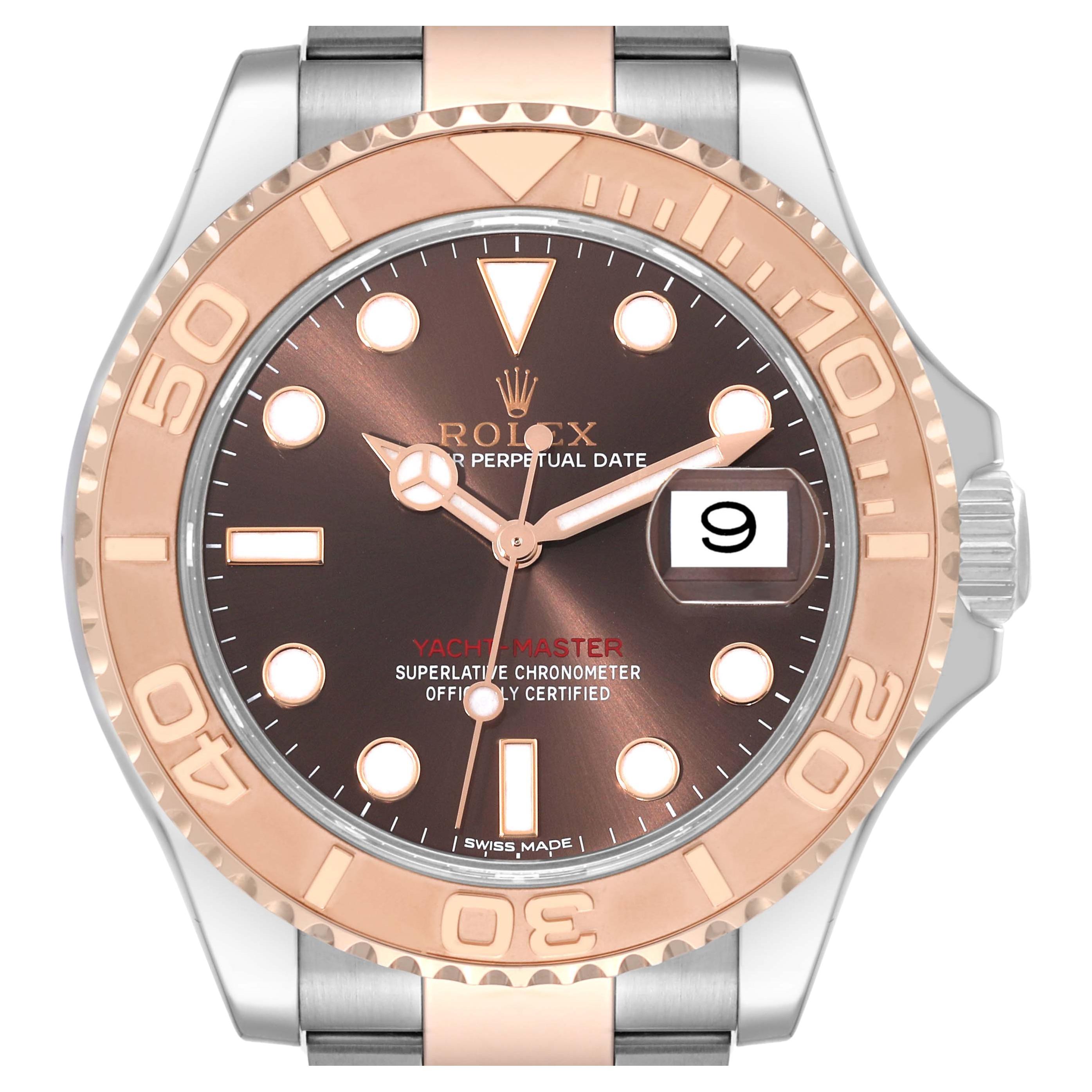 Rolex Yachtmaster 40 Rose Gold Steel Brown Dial Mens Watch 116621