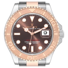 Rolex Yachtmaster 40 Rose Gold Steel Brown Dial Mens Watch 116621