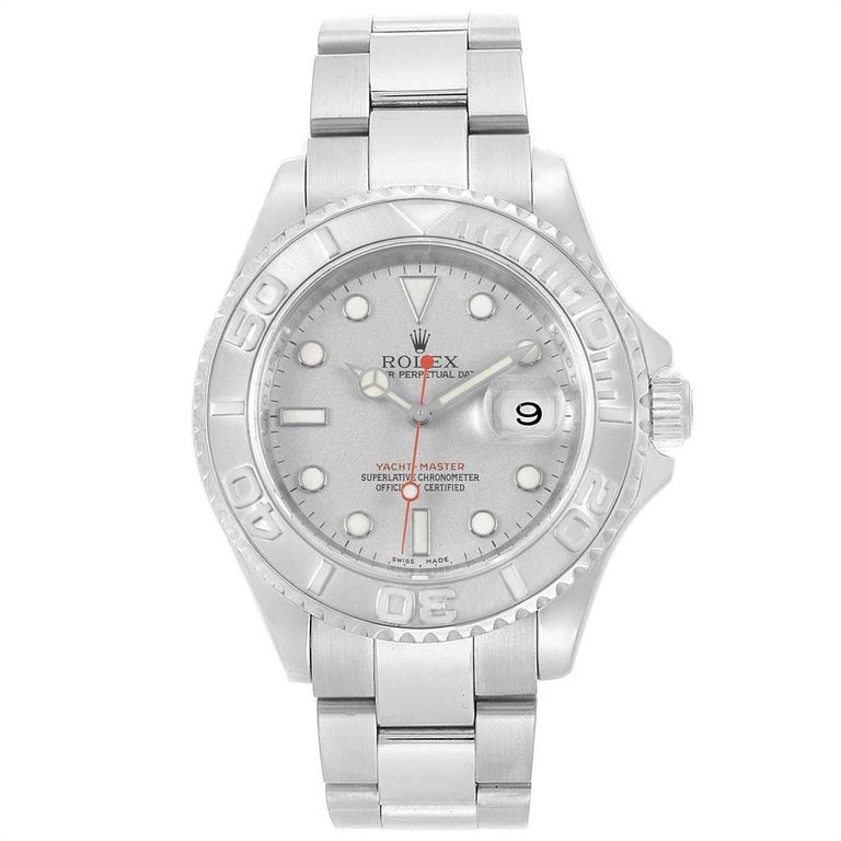 Rolex Yachtmaster 40 Steel Platinum Dial Bezel Men's Watch 16622 For ...