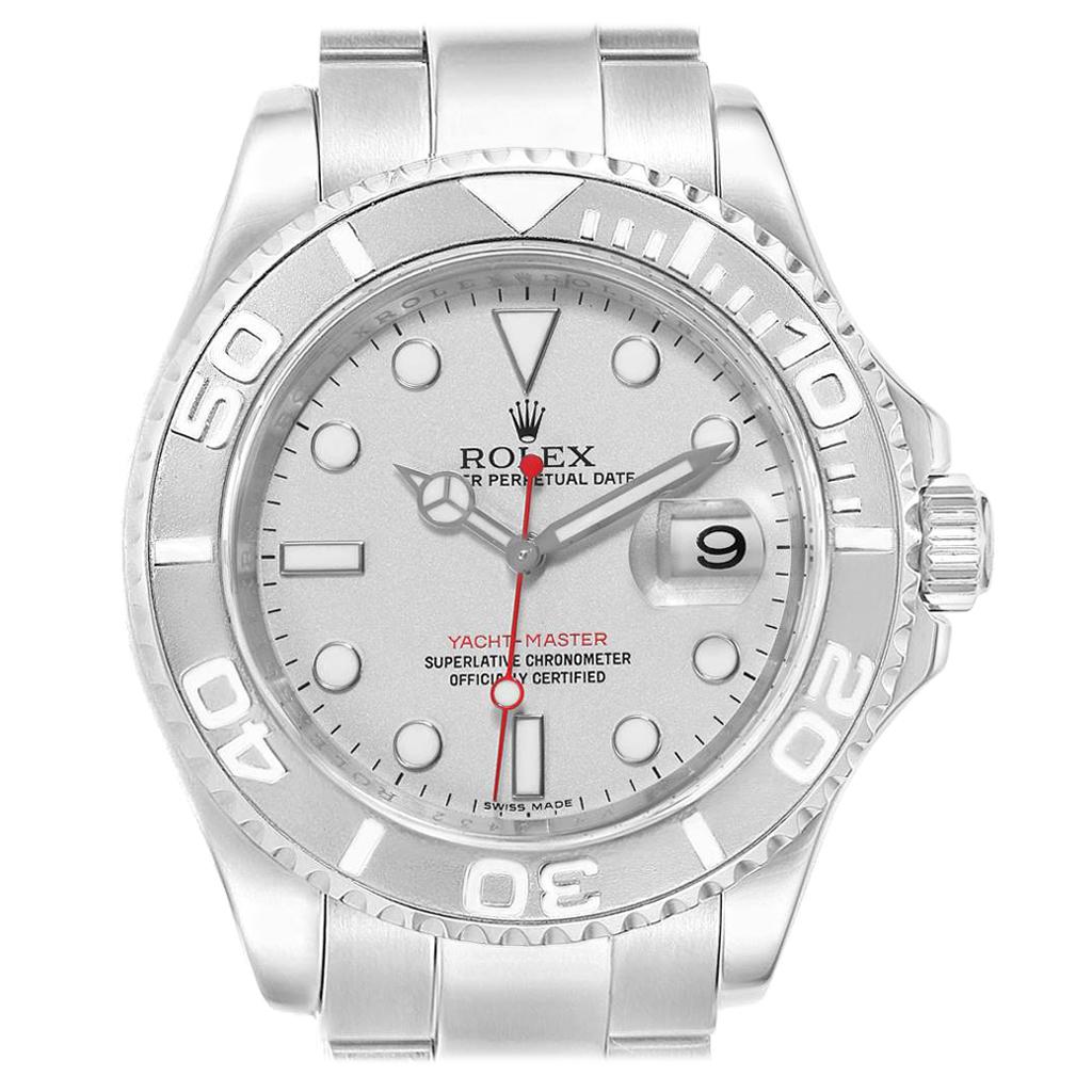 Rolex Yachtmaster 40 Steel Platinum Dial Bezel Men's Watch 16622