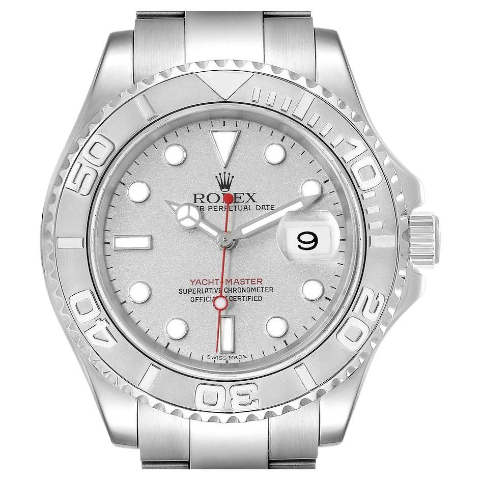 Rolex Yachtmaster 40 Steel Platinum Dial Bezel Mens Watch 16622 For Sale