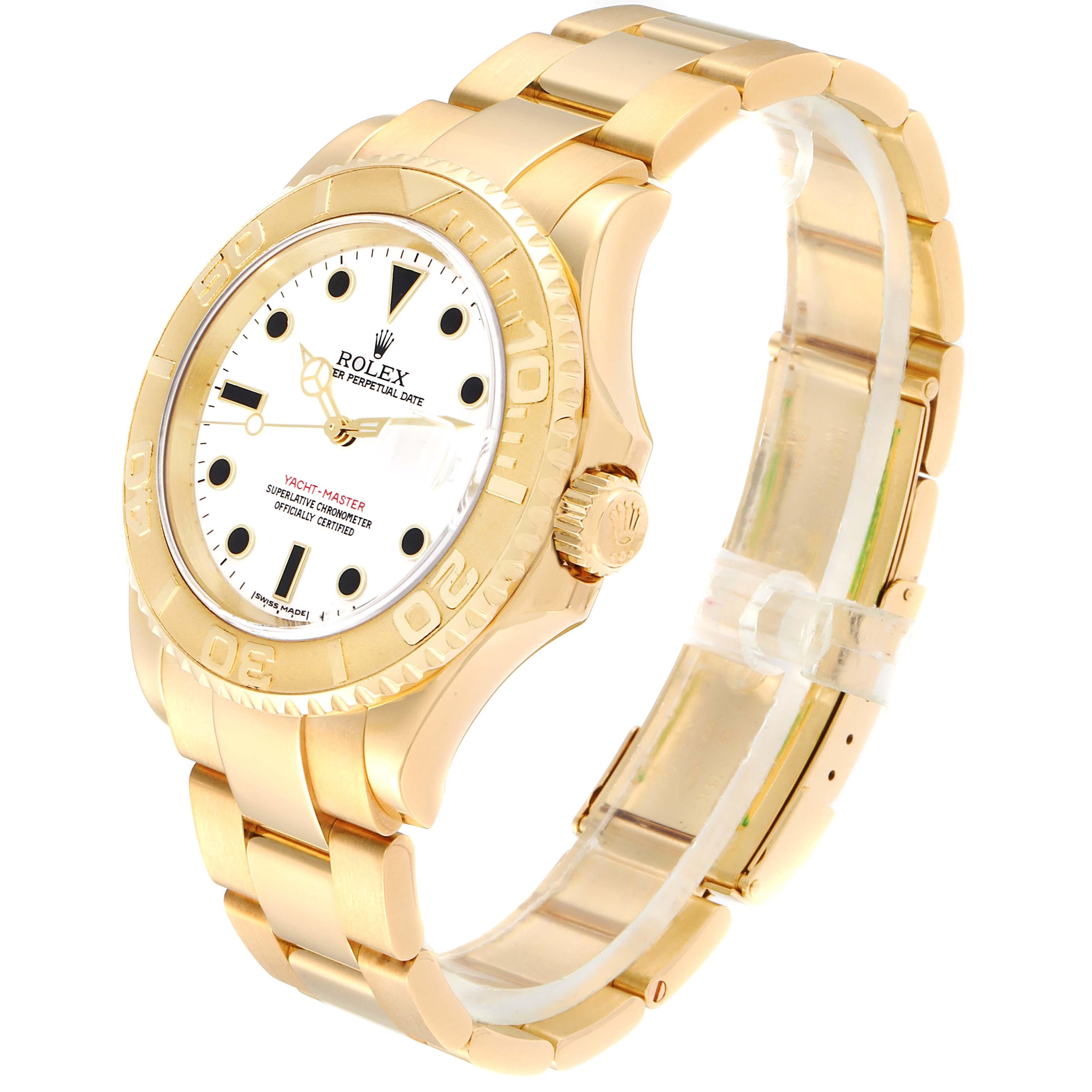 Rolex Yachtmaster 40 Yellow Gold White Dial Men's Watch 16628 Box Papers 1