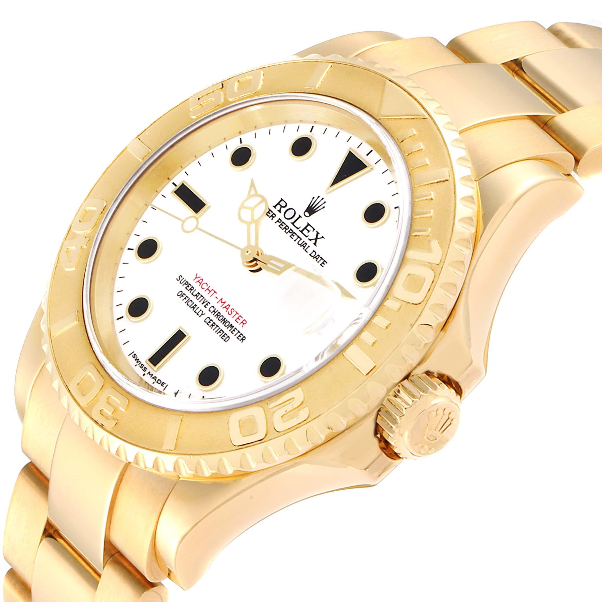 Rolex Yachtmaster 40 Yellow Gold White Dial Men's Watch 16628 Box Papers 2