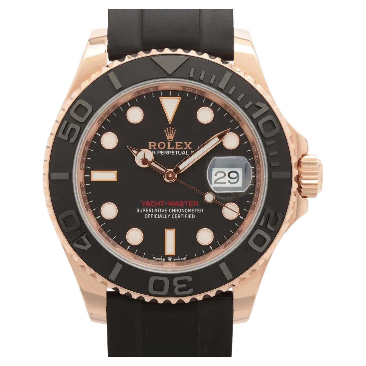 Rolex Pattern Rolex Yacht‑Master 40mm 126655 18K Rose Gold Black Dial Oysterflex Box ...
