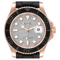 Rolex Yachtmaster 40 mm Oro Everose Diamante Cinturino in Gomma Orologio 116655 Scheda Scatola
