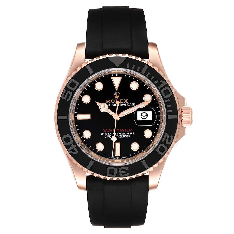 Rolex Yachtmaster 40mm Everose Rose Gold Oysterflex Mens Watch 126655 Box Card. Officially certified chronometer self-winding movement. Rolex 