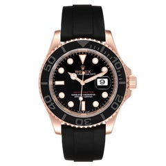 Rolex Yachtmaster 40mm Everose Rose Gold Oysterflex Mens Watch 126655 Box Card