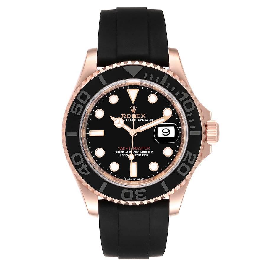 Rolex Yachtmaster 40mm Everose Rose Gold Oysterflex Herrenuhr 126655 Box Karte. Offiziell zertifiziertes Chronometerwerk mit automatischem Aufzug. Rolex 