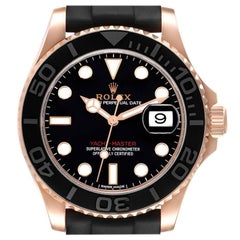 Rolex Yachtmaster 40mm Rose Gold Oysterflex Bracelet Mens Watch 116655 Box Card