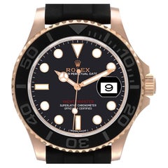 Rolex Yachtmaster Rose Gold Oysterflex Bracelet Mens Watch 116655 Box Card